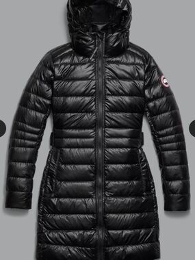 Canada Goose Womens Cypress Black Long Puffer Coat with Hood